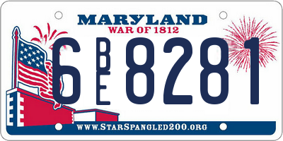MD license plate 6BE8281