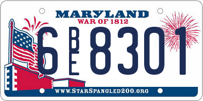 MD license plate 6BE8301