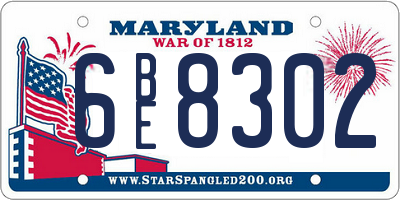 MD license plate 6BE8302