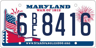 MD license plate 6BE8416