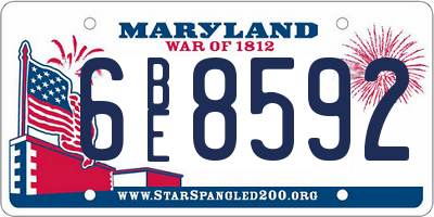 MD license plate 6BE8592