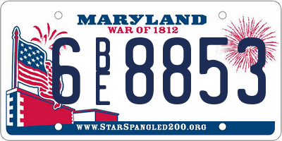 MD license plate 6BE8853