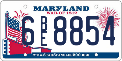 MD license plate 6BE8854