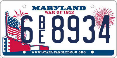 MD license plate 6BE8934