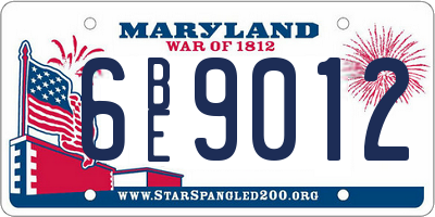 MD license plate 6BE9012