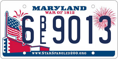 MD license plate 6BE9013