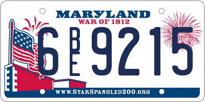 MD license plate 6BE9215