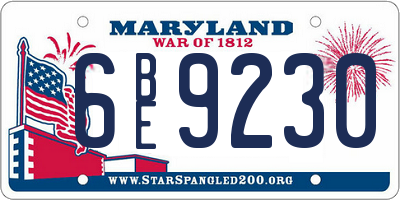 MD license plate 6BE9230