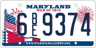 MD license plate 6BE9374