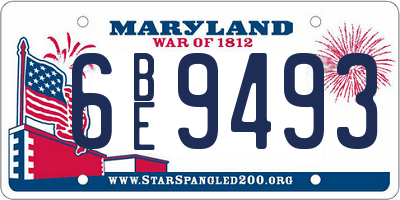 MD license plate 6BE9493