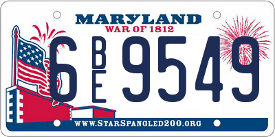 MD license plate 6BE9549