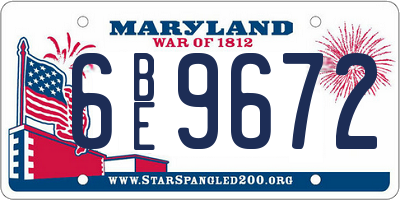 MD license plate 6BE9672
