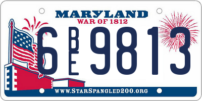 MD license plate 6BE9813