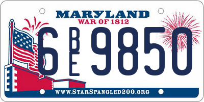 MD license plate 6BE9850