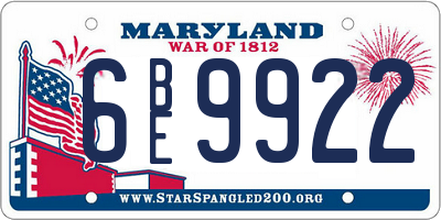 MD license plate 6BE9922