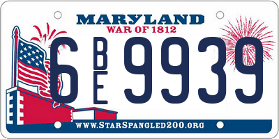 MD license plate 6BE9939