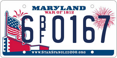 MD license plate 6BF0167