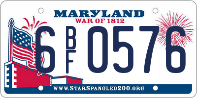 MD license plate 6BF0576