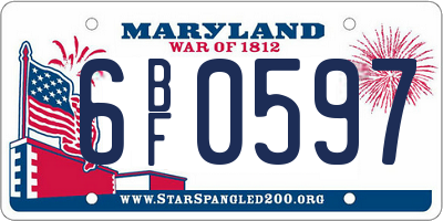 MD license plate 6BF0597