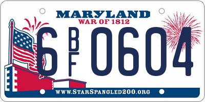 MD license plate 6BF0604