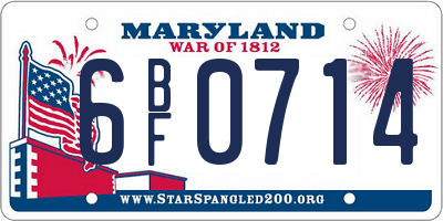 MD license plate 6BF0714