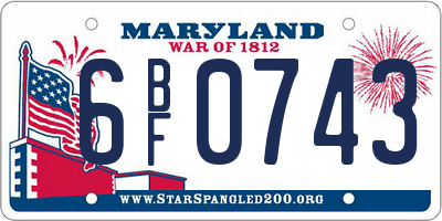 MD license plate 6BF0743