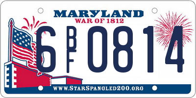 MD license plate 6BF0814
