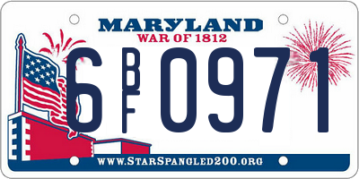 MD license plate 6BF0971