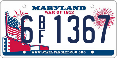MD license plate 6BF1367