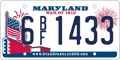 MD license plate 6BF1433