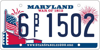 MD license plate 6BF1502
