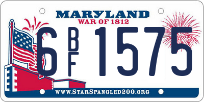 MD license plate 6BF1575