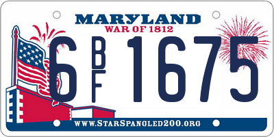MD license plate 6BF1675