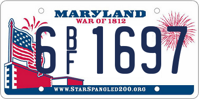 MD license plate 6BF1697