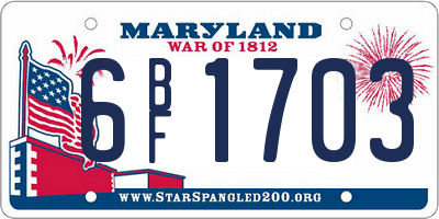 MD license plate 6BF1703