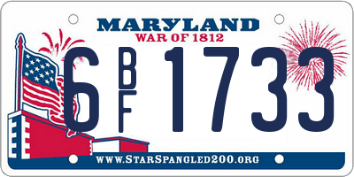 MD license plate 6BF1733