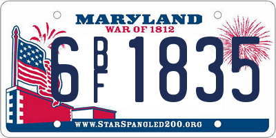 MD license plate 6BF1835
