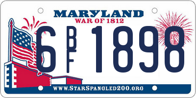 MD license plate 6BF1898