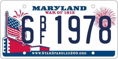 MD license plate 6BF1978