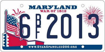 MD license plate 6BF2013