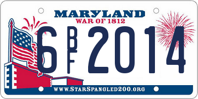 MD license plate 6BF2014