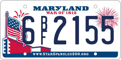 MD license plate 6BF2155