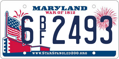 MD license plate 6BF2493