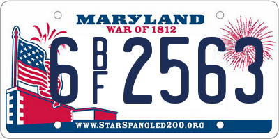 MD license plate 6BF2563