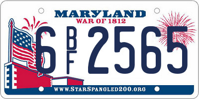 MD license plate 6BF2565