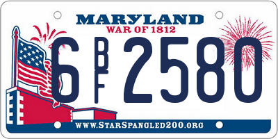 MD license plate 6BF2580