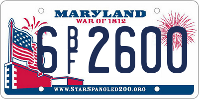 MD license plate 6BF2600