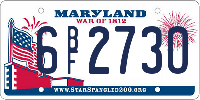 MD license plate 6BF2730