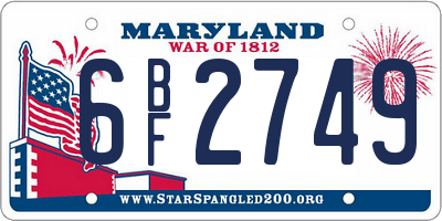 MD license plate 6BF2749