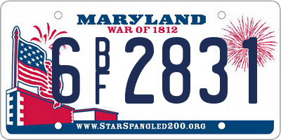 MD license plate 6BF2831